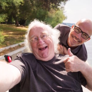 happy traveller in wheelchair sydney